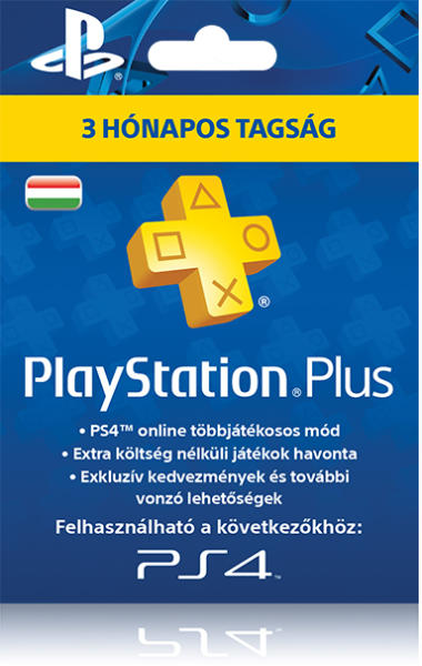 PlayStation Plus 3 hónapos tagság (magyar profilhoz) - PlayStation 4 Kiegészítők
