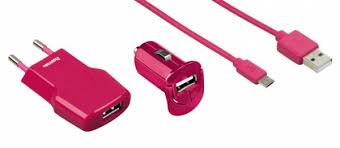 Hama Picco Charging Set for micro USB (Pink)