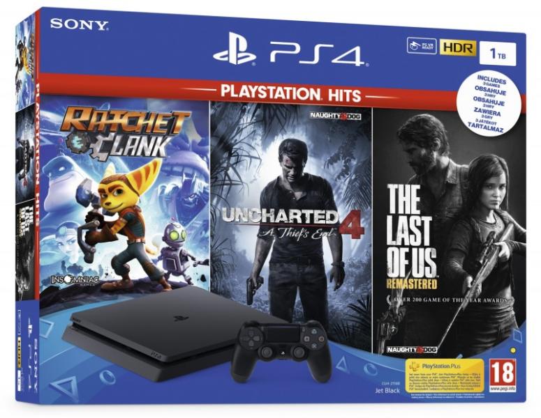 PlayStation 4 Slim 1 TB + The Last of Us + Uncharted 4 + Ratchet and Clank