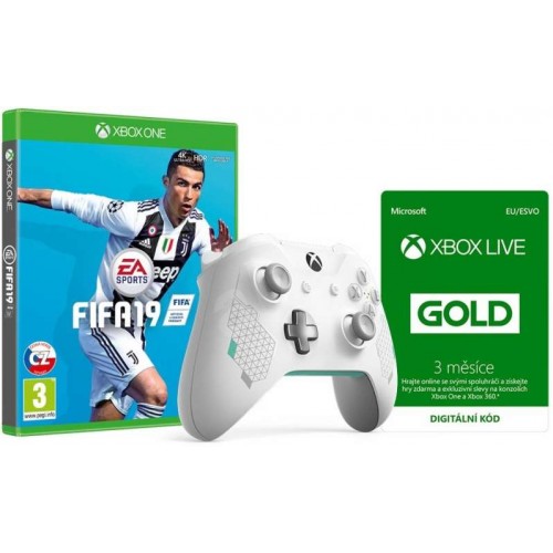 Xbox One Wireless Controller Sport White + FIFA 19 + 3 hónap LIVE Gold