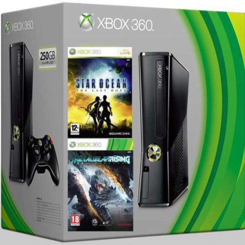 Xbox 360 Slim 250 GB + Metal Gear Rising + Star Ocean: The Last Hope