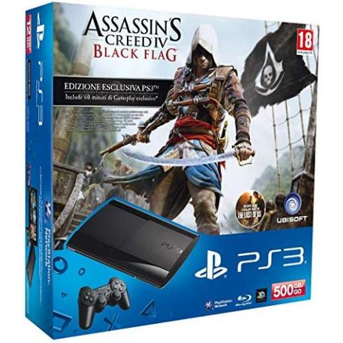 PlayStation 3 Super Slim 500GB + Assassins Creed IV Black Flag Bundle
