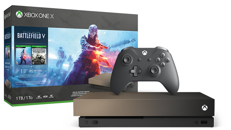 Xbox One X 1TB Battlefield V Gold Rush Special Edition Bundle
