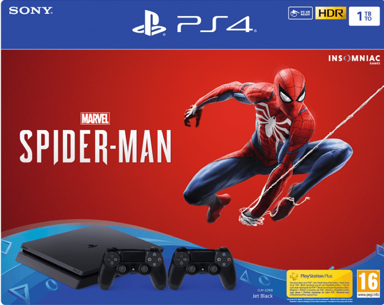 PlayStation 4 Slim 1 TB + 1db DualShock 4 kontroller + Spider Man 