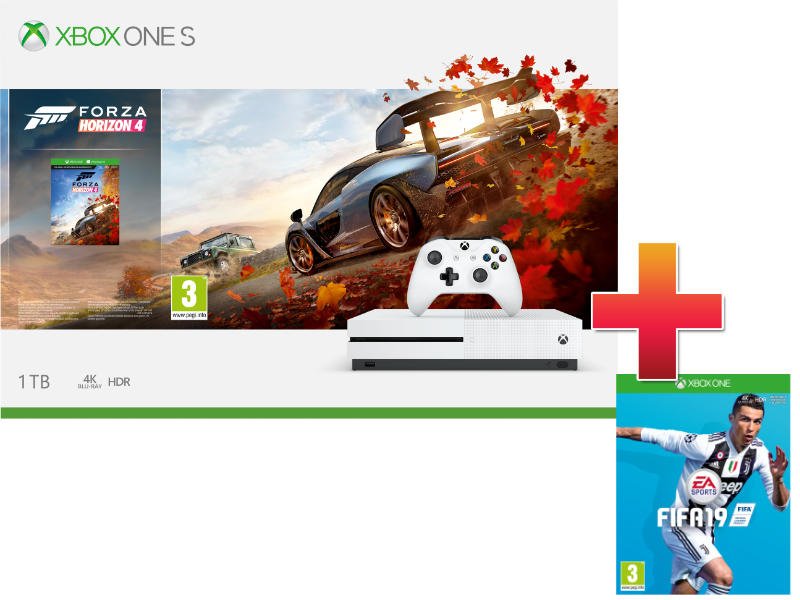 Xbox One S 1TB + Forza Horizon 4 + FIFA 19