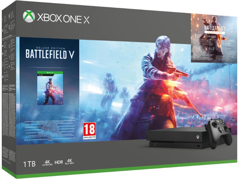 Xbox One X 1 TB Battlefield V Deluxe Edition + Battlefield 1+ Gears of War 4 Bundle - Xbox One Gépek