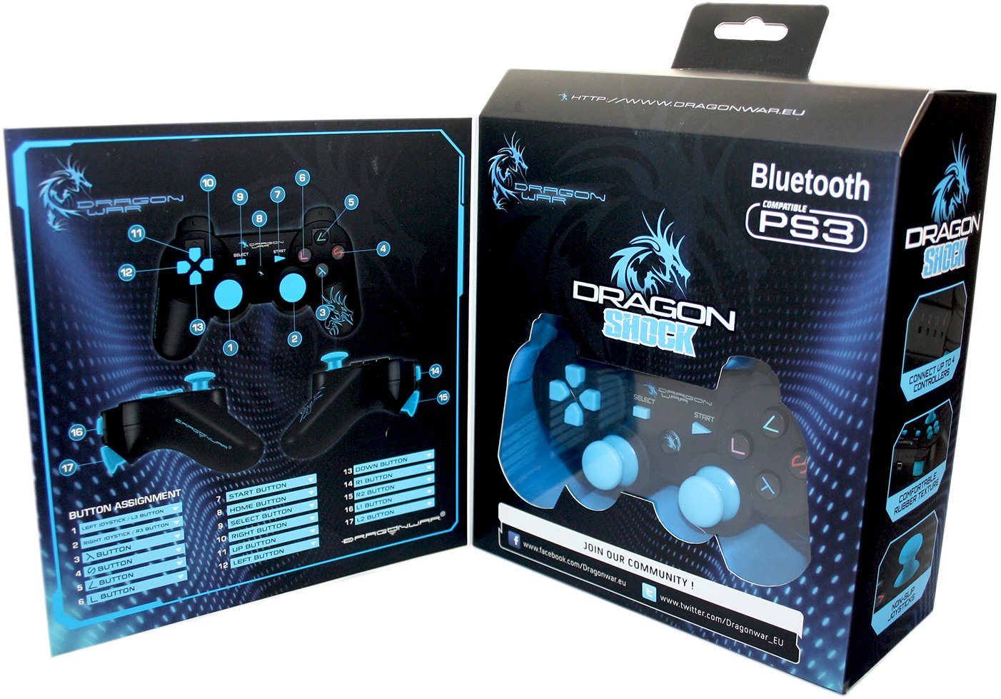 Dragon Shock Bluetooth PS3 Controller Black