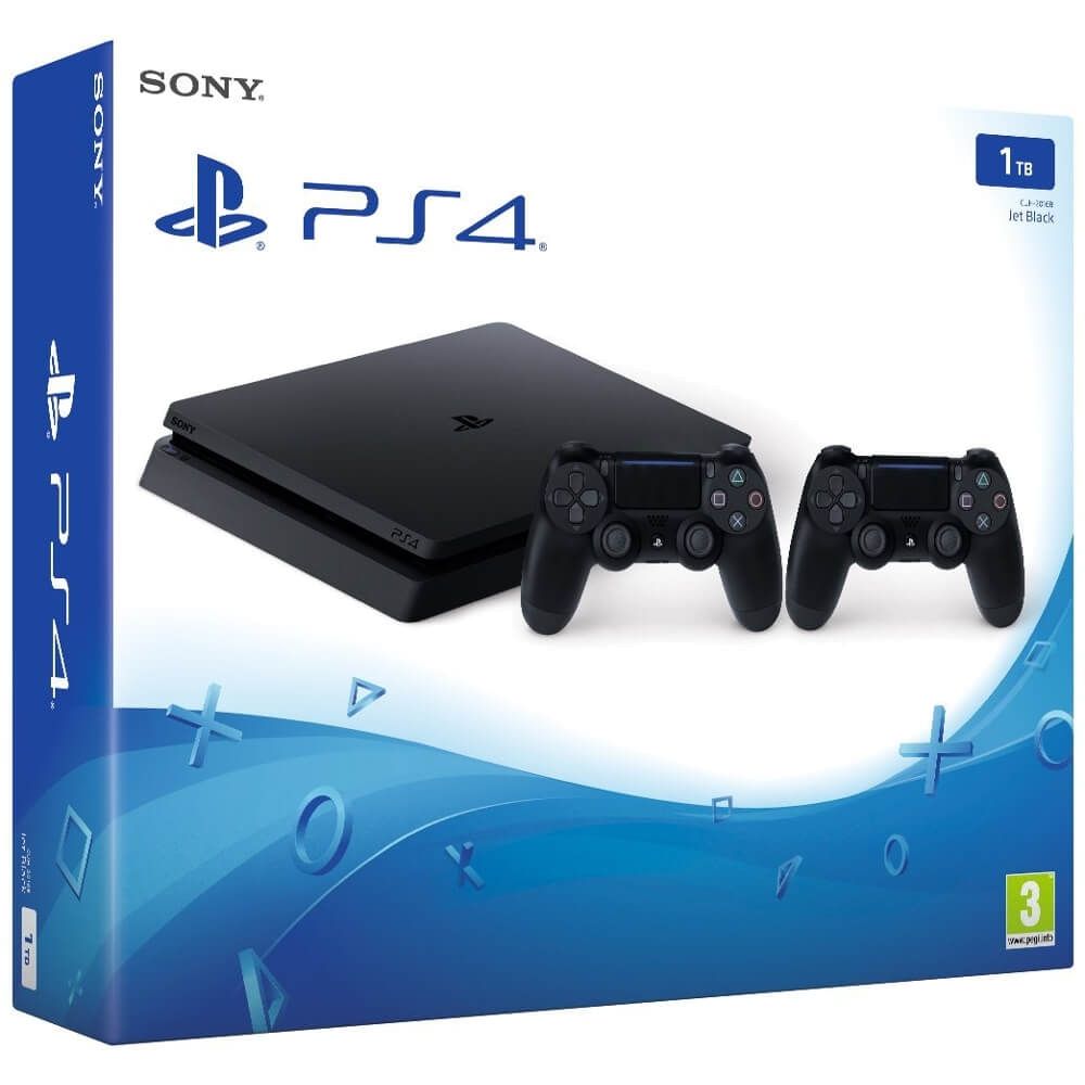  Sony PlayStation 4 Slim Jet Black 1TB (PS4 Slim 1TB) + DualShock 4 Controller Játékkonzol