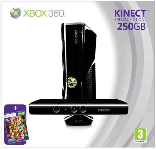 Xbox 360 250GB E-Slim + Kinect Kamera + Kinect Adventures (dobozos)