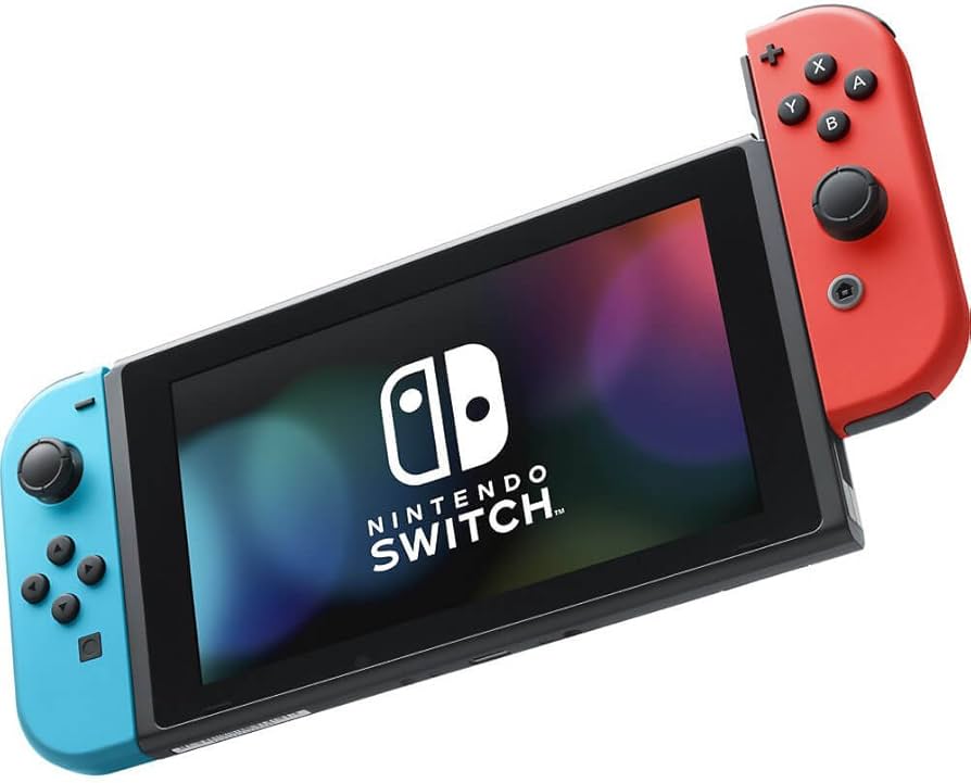 Nintendo Switch V1 Neon Red and Neon Blue Joy Con + 128GB Memo