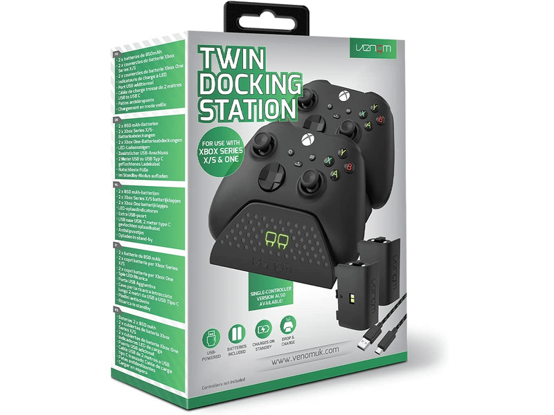 Venom VS2881 Xbox Dupla töltőállomás 2 db akkuval fekete -  Xbox Series X Kiegészítők