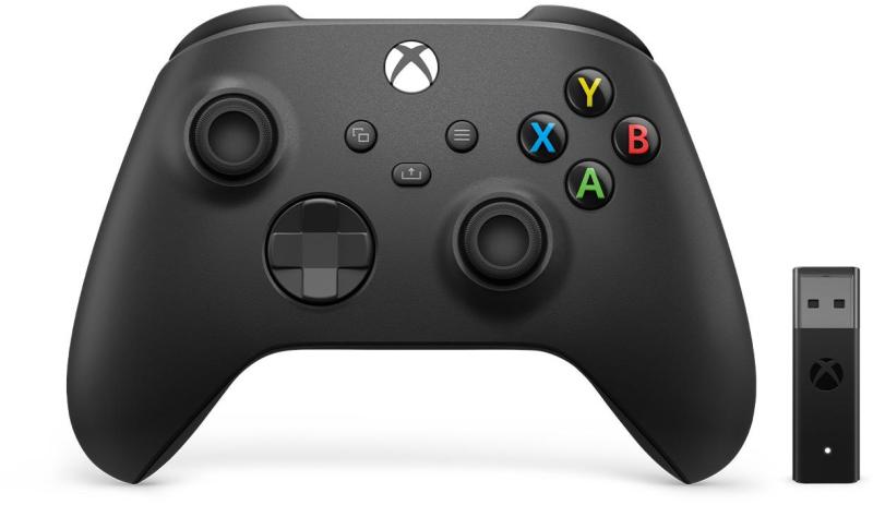 Xbox Series Wireless Controller Fekete + Wireless Adapter for Windows (Xbox One Kompatibilis)